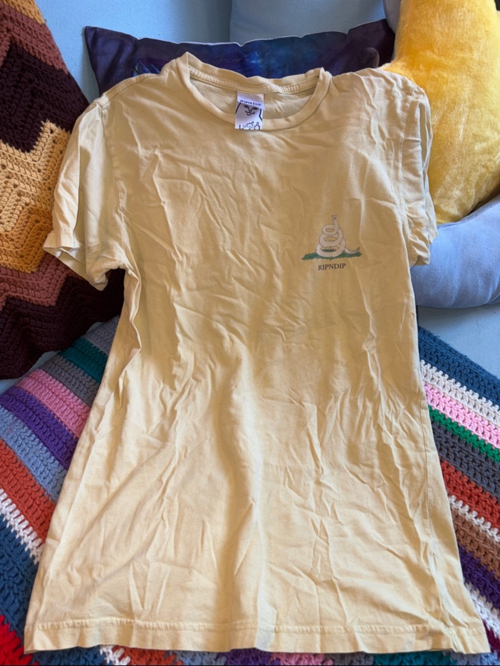 Ripndip Pale Yellow Snake Cat Logo Tee